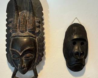 Hand Carved Gorilla Mask And African Ceremonial Mask