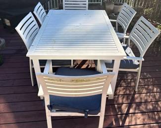 White 7 Piece Outdoor Aluminum Dining Set