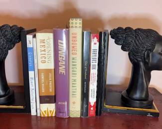 Female Figure Bookends And Books