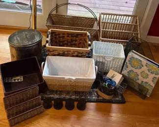 Brass Lamp And Baskets