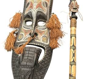 Carved Mask Papua New Guinea Ceremonial Carved Flute