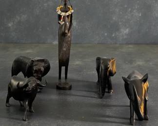 African Carved Animals and Figure