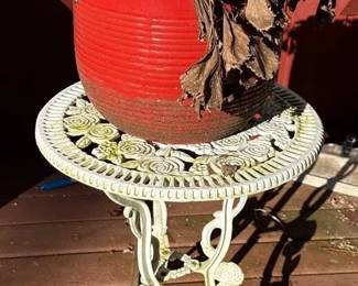 Cast Iron Table And Ceramic Pot