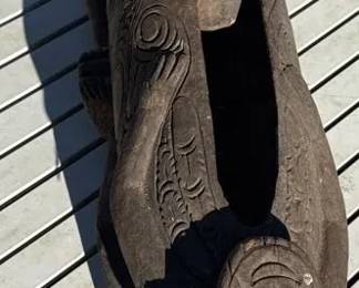 Two Headed Carved Wood Figure