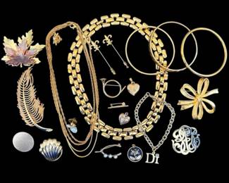 GoldToned Necklaces, Pins, Bangles,  More Costume Jewelry