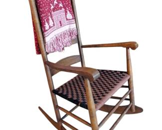 ShakerStyle Ladder Back Wooden Rocking Chair Blanket