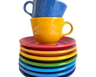 Rainbow Fiestaware Saucers Cups