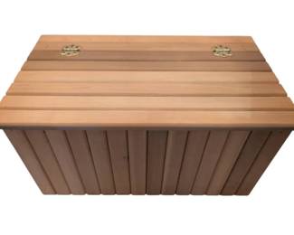 Wooden Storage Bench With Heart Cutouts