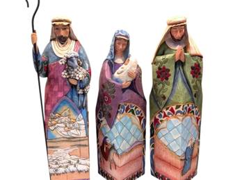 3 Jim Shore Heartwood Creek Figurines Shepherd  Holy Family