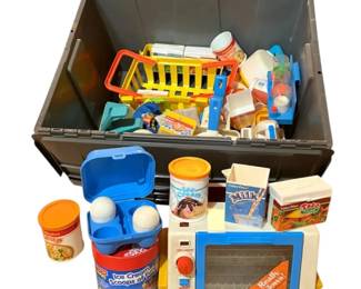 Tub Of Vintage FisherPrice Food And Kitchen Toys