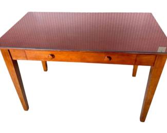 Glass Top Wood Computer Desk