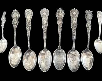 Sterling Silver Souvenir Spoons 116g Total  Texas, Michigan, New York,  Chicago