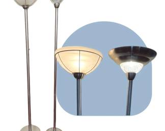2 Brushed Steel Floor Lamps