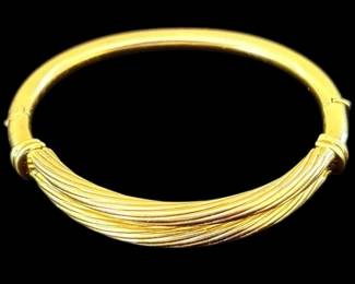 18k Gold Hinged Bangle Bracelet 23.4g