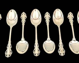 Lunt Dresden Scroll Sterling Silver 7 Spoons 368g Total
