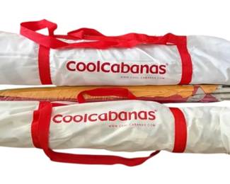 2 Navy White Striped Cool Cabanas  Beach Umbrella