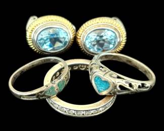 Sterling Silver Aquamarine Earrings Turquoise Rings