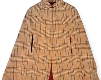 Vintage Plaid Wool Cape