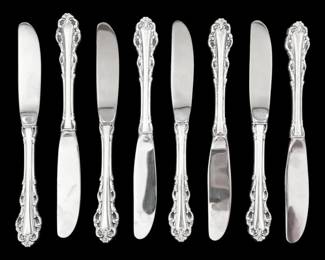 Lunt Dresden Scroll Sterling Silver Handled Butter Knives 280g Total