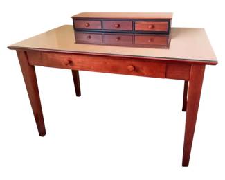 Wooden Glass Top Desk w Ethan Allen Organizer