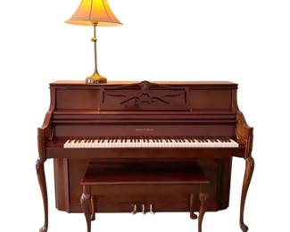 Charles R. Walter Queen Anne Style Piano With Lamp