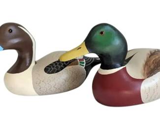 Pair of Painted Wooden Mallard Ducks