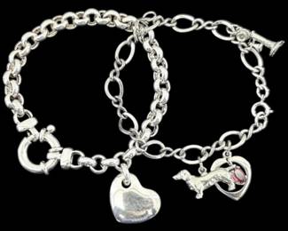 Two Sterling Silver Charm Bracelets
