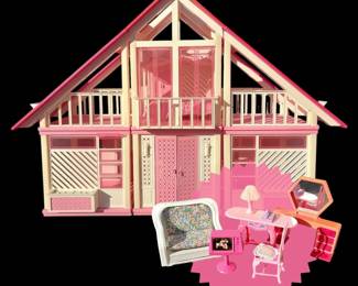 Vintage Barbie Dream House w Dolls Accessories