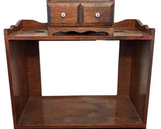 Stained Wooden Entertainment Stand Shelf