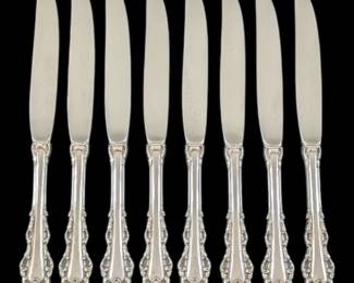 Lunt Dresden Scroll Sterling Silver Handled 9 Knives