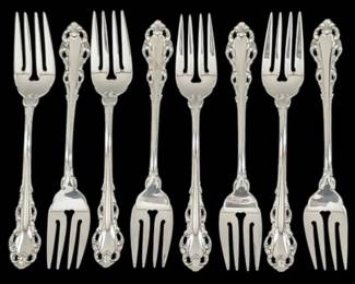 Lunt Dresden Scroll Sterling Silver 7 Forks 315g Total