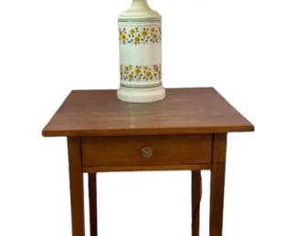 Wooden Night Stand With Sunflower Lamp