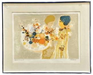 Framed Signed Frederic Menguy “Picnic" Lithograph