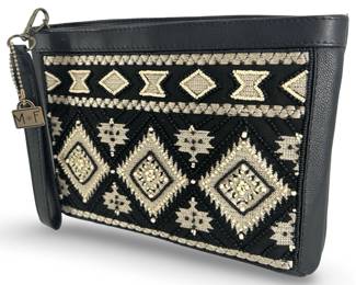 Mary Frances Sundance Beaded Aztec Zip Clutch