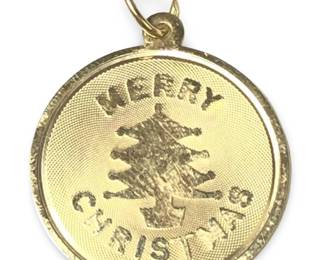 14Kt Yellow Gold Merry Christmas Pendant