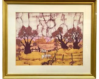 Framed Katalia Ellis Grazing Sheep Print