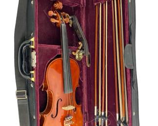Vintage Cremona Violin, Case, and Bows