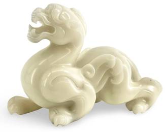 Large Chinese Carved White Jade Bixie Sculpture