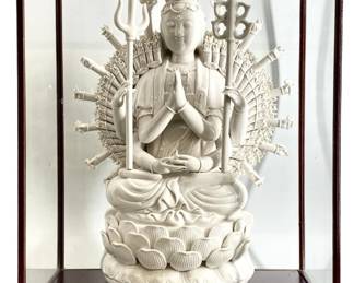 Chinese Stamped Dehua Porcelain Guanyin Sculpture