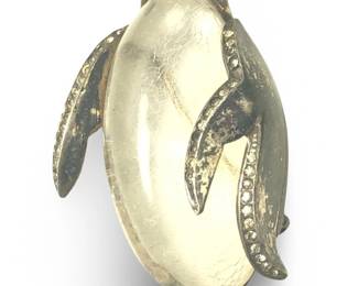 Trifari Jelly Belly Sterling Rhinestone Penguin