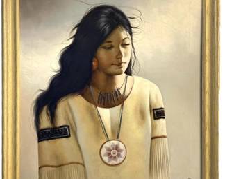 Signed Jacinto Roman Native American Oil Painting