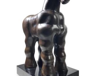 Signed Botero Abstract Trojan Horse Bronze