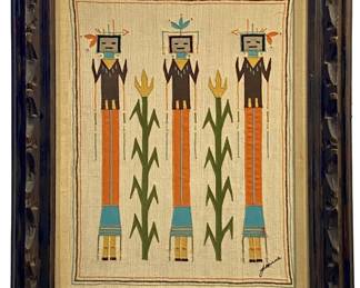 Framed and Signed Navajo Yei Embroidery
