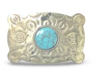 Native American Etched Silver Turquoise Belt