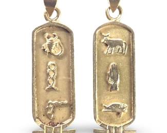 18KT Yellow Gold Egyptian Hieroglyphics Pendants
