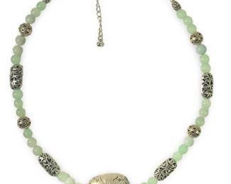 Anne Scott Design Silver Jade Bead Necklace