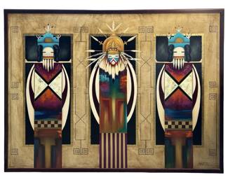 Signed Poteet Victory Cherokee Oil on Canvas