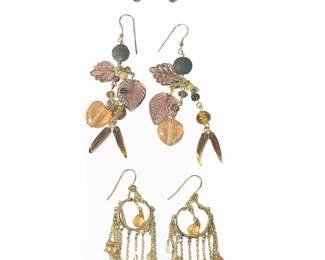 (3) Pair Mesmerizing Glass Dangling Earrings