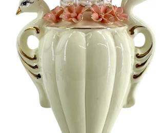 Porcelain Floral Swan Design Vases