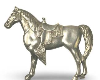 Exceptional Vintage Sterling Silver Horse Brooch